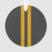 Yellow Racing Stripes Carbon Fiber Style Ornament (Vorderseite)