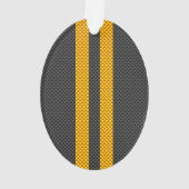 Yellow Racing Stripes Carbon Fiber Style Ornament (Rückseite)