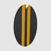 Yellow Racing Stripes Carbon Fiber Style Ornament (Vorderseite)