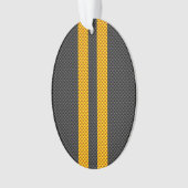 Yellow Racing Stripes Carbon Fiber Style Ornament (Vorderseite)