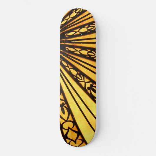 Yellow Radial Lines Architecture Skateboard (Vorderseite)