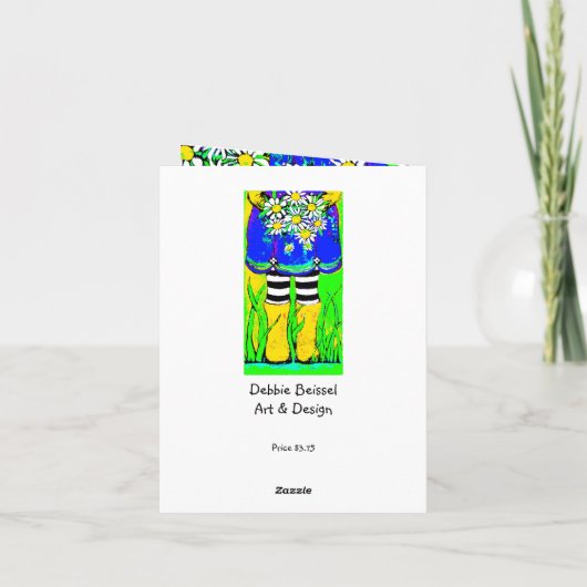 Yellow Rain Boots Daisies Springtime Danke, Auto Karte (Rückseite)