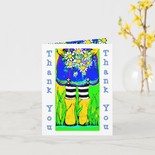 Yellow Rain Boots Daisies Springtime Danke, Auto Karte (Gelbe Blume)