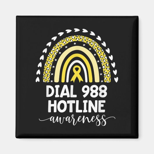 Yellow Rainbow Ribbon Liebe Support 988 Hotline Aw Magnet (Vorne)