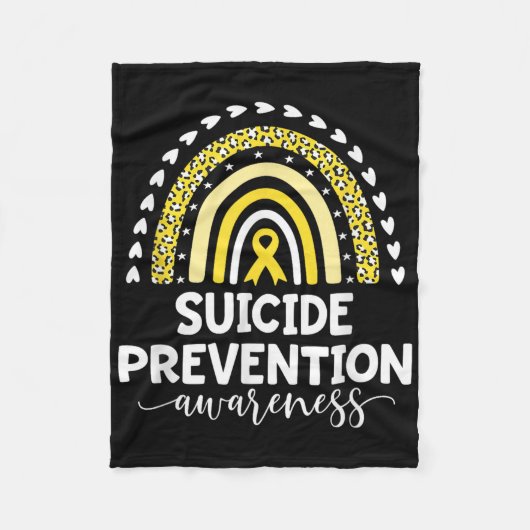 Yellow Rainbow Ribbon Unterstützung Suizidpräventi Fleecedecke (Vorderseite)