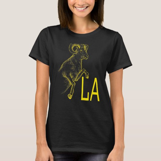 Yellow Ram La Blue California Los Angeles T-Shirt (Vorderseite)