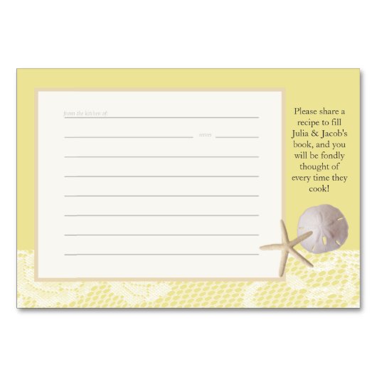 Yellow Recicard Beach Romance Tischnummer (Vorderseite)