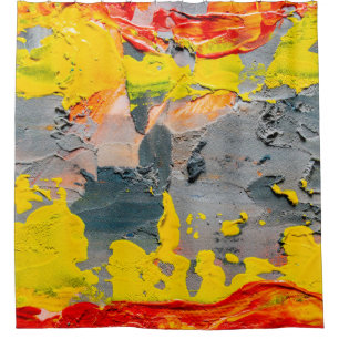 Yellow,red,and green paint duschvorhang