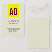 Yellow Red Beige Vertical Monogram Business Card Visitenkarte (Vorne/Hinten)