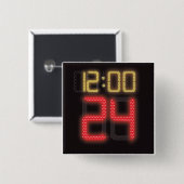 Yellow Red Black Basketball Clock Sports Button (Vorne & Hinten)