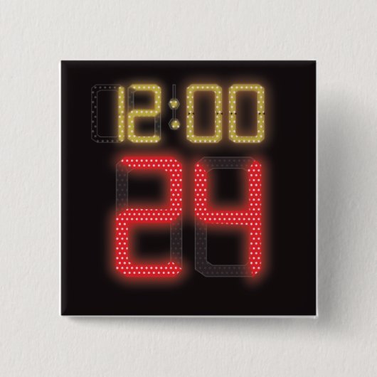 Yellow Red Black Basketball Clock Sports Button (Vorderseite)