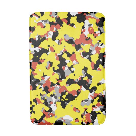 Yellow Red Black Grau Camouflage Camouflage Patter Badematte (Vorderseite Vertikal)