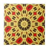 Yellow Red Black Oriental Mosaic Geometric Pattern Fliese (Vorderseite)