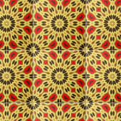 Yellow Red Black Oriental Mosaic Geometric Pattern Fliese