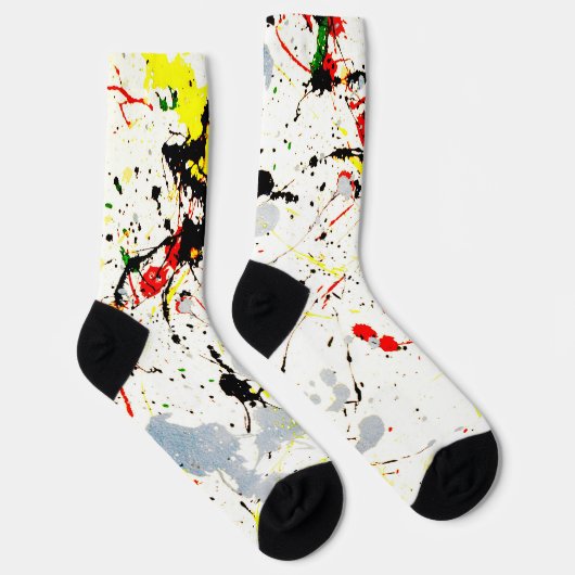 Yellow Red Black Paint Spritzer Socken (Rechts)