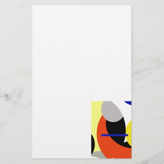 Yellow Red Blue Abstrakte Kunst Briefpapier (Vorderseite)