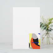 Yellow Red Blue Abstrakte Kunst Briefpapier (Stehend Vorderseite)