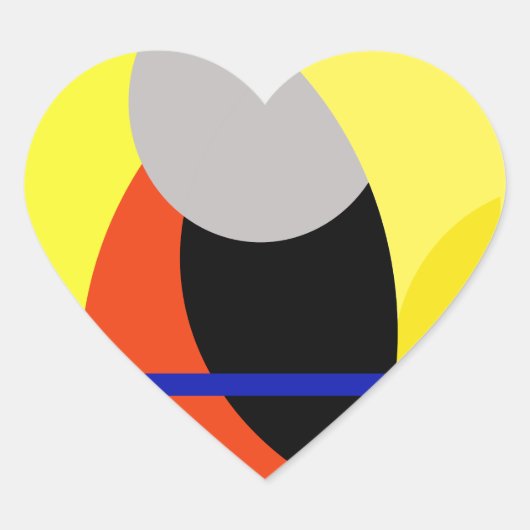 Yellow Red Blue Abstrakte Kunst Herz-Aufkleber (Vorderseite)
