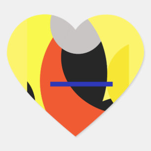 Yellow Red Blue Abstrakte Kunst Herz-Aufkleber