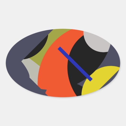 Yellow Red Blue Abstrakte Kunst Ovaler Aufkleber (Vorderseite)