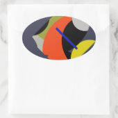 Yellow Red Blue Abstrakte Kunst Ovaler Aufkleber (Tasche)
