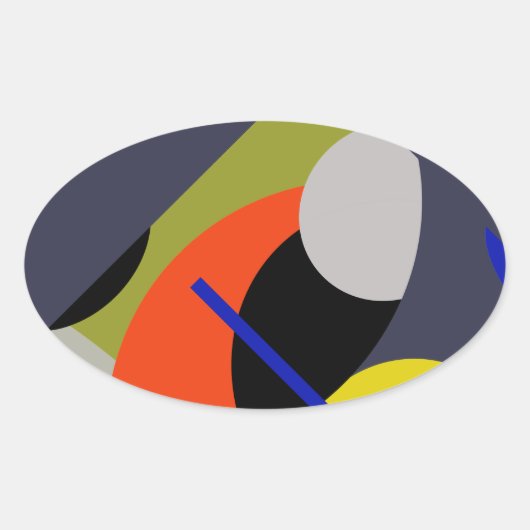 Yellow Red Blue Abstrakte Kunst Ovaler Aufkleber (Vorderseite)