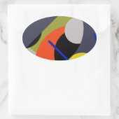 Yellow Red Blue Abstrakte Kunst Ovaler Aufkleber (Tasche)