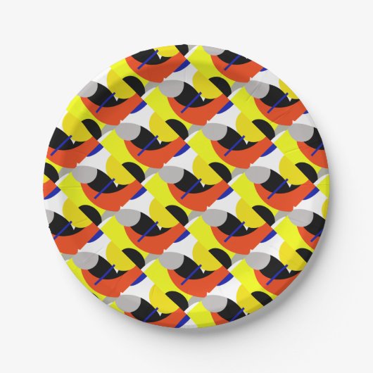 Yellow Red Blue Abstrakte Kunst Pappteller (Vorderseite)