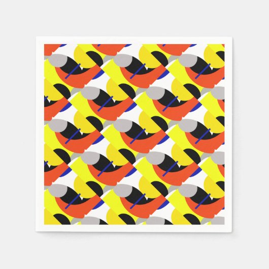 Yellow Red Blue Abstrakte Kunst Serviette (Vorderseite)