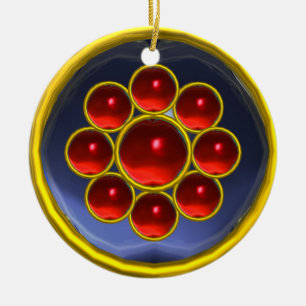 YELLOW RED BLUE GEMSTONE KERAMIKORNAMENT