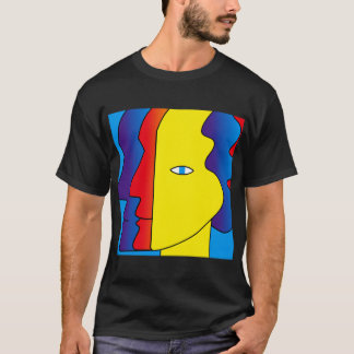 Yellow Red Blue Happy Abstrakte Gesichtsausdruck T-Shirt