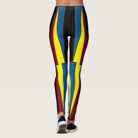 Yellow Red Blue Triangles Leggings (Rückseite)