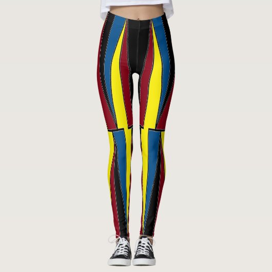 Yellow Red Blue Triangles Leggings (Vorderseite)