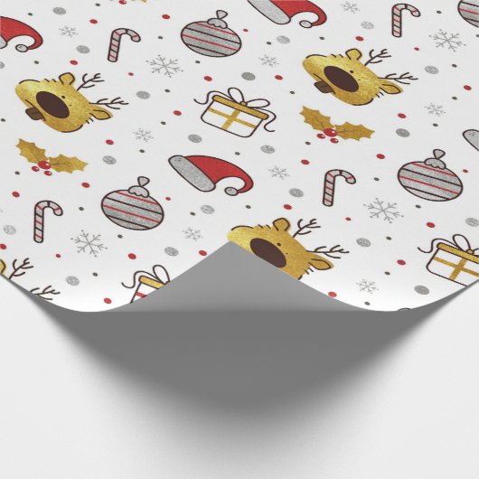 Yellow Red Christmas Seamless Pattern Geschenkpapier (Ecke)