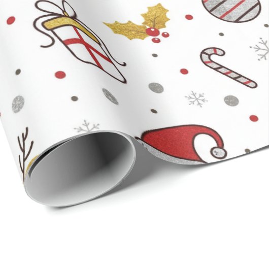 Yellow Red Christmas Seamless Pattern Geschenkpapier (Rolleneckpunkt)