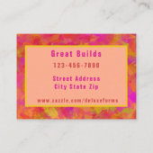 Yellow Red Damask Visitenkarte (Rückseite)