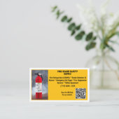 Yellow Red Fire Extinguisher Fire Safety Visitenkarte (Stehend Vorderseite)