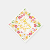 Yellow Red Floral Spring Easter Serviette (Ecke)
