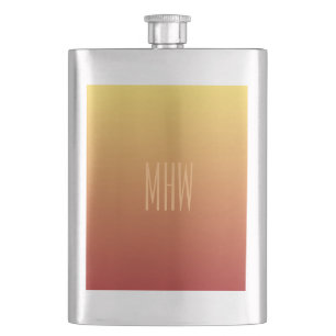 Yellow Red Gradient custom monogram flask Flachmann