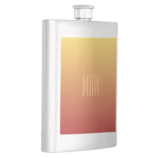 Yellow Red Gradient custom monogram flask Flachmann (Rechts)