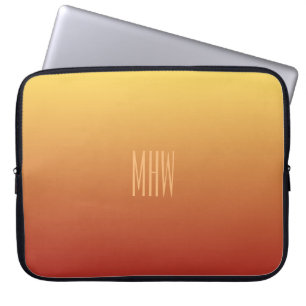 Yellow Red Gradient Custom Monogram Laptop Ärmel Laptopschutzhülle