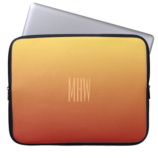 Yellow Red Gradient Custom Monogram Laptop Ärmel Laptopschutzhülle (Vorderseite)