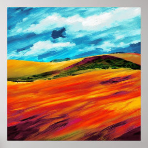 Yellow Red Hills Poster