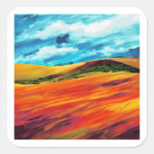 Yellow Red Hills Quadratischer Aufkleber (Vorderseite)