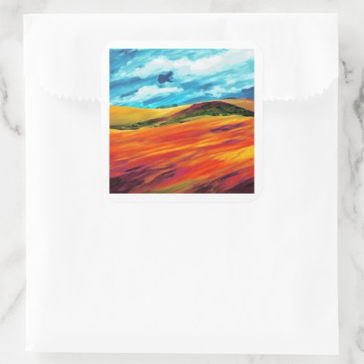 Yellow Red Hills Quadratischer Aufkleber (Tasche)