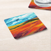 Yellow Red Hills Rechteckiger Pappuntersetzer (angewinkelt)