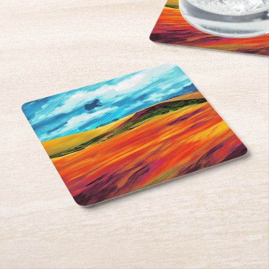 Yellow Red Hills Rechteckiger Pappuntersetzer (angewinkelt)