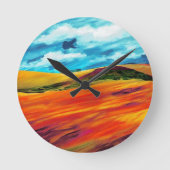 Yellow Red Hills Runde Wanduhr (Vorderseite)
