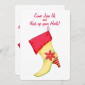 Yellow Red Poinsettia Strumpf Weihnachtsfeiertag P Einladung (Vorne/Hinten)