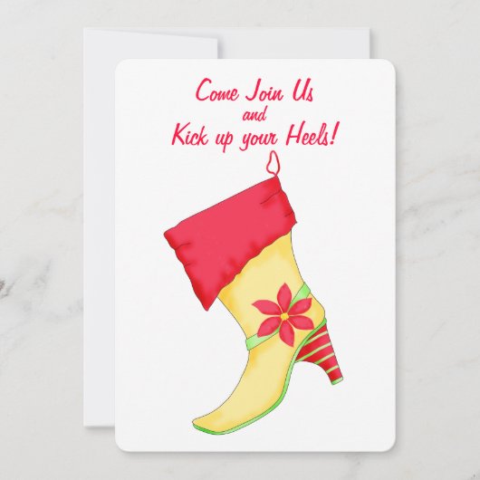 Yellow Red Poinsettia Strumpf Weihnachtsfeiertag P Einladung (Vorderseite)